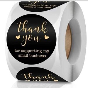 🖤500 1” Roll Thank You Stickers